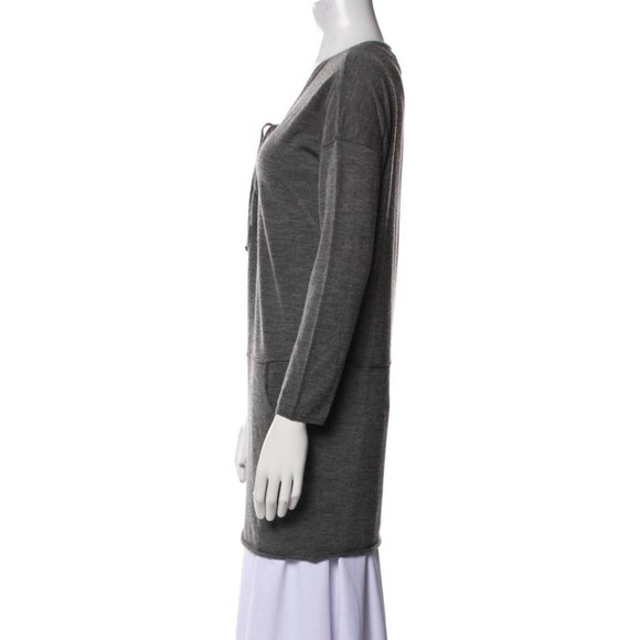 ZADIG & VOLTAIRE GRAY MERINO WOOL TUNIC SWEATER SIDE POCKETS WOMEN SIZE SMALL - Picture 3 of 12